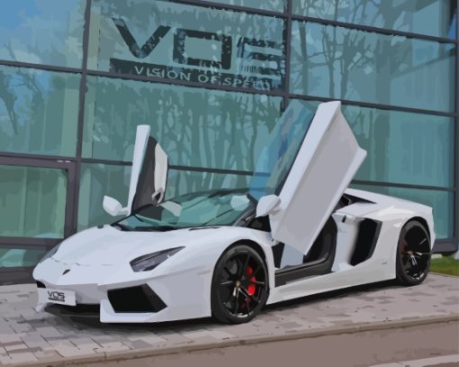 White Lamborghini Paint By Numbers