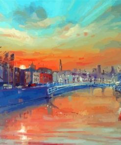 Winter Sunset On The River Liffey Dublin Paint By Numbers