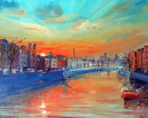 Winter Sunset On The River Liffey Dublin Paint By Numbers