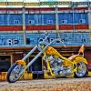 Yellow Chopper With Flames Paint By Numbers